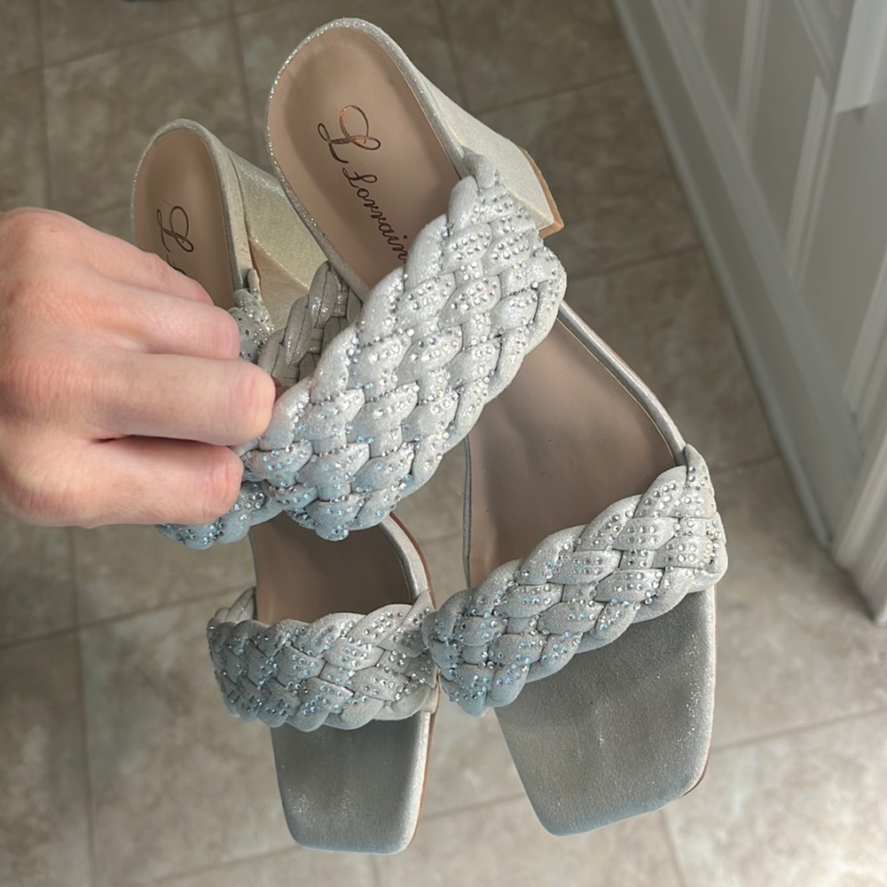 Silver sparkly heels